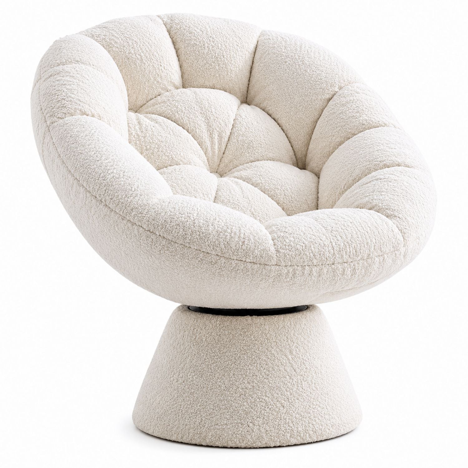 Boucle Swivel Chair Off-White 75cm x 80cm x 80cm