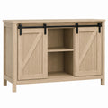 Wooden Sideboard with Sliding Barn Doors and Metal Hardware 107cm x 35cm x 76cm
