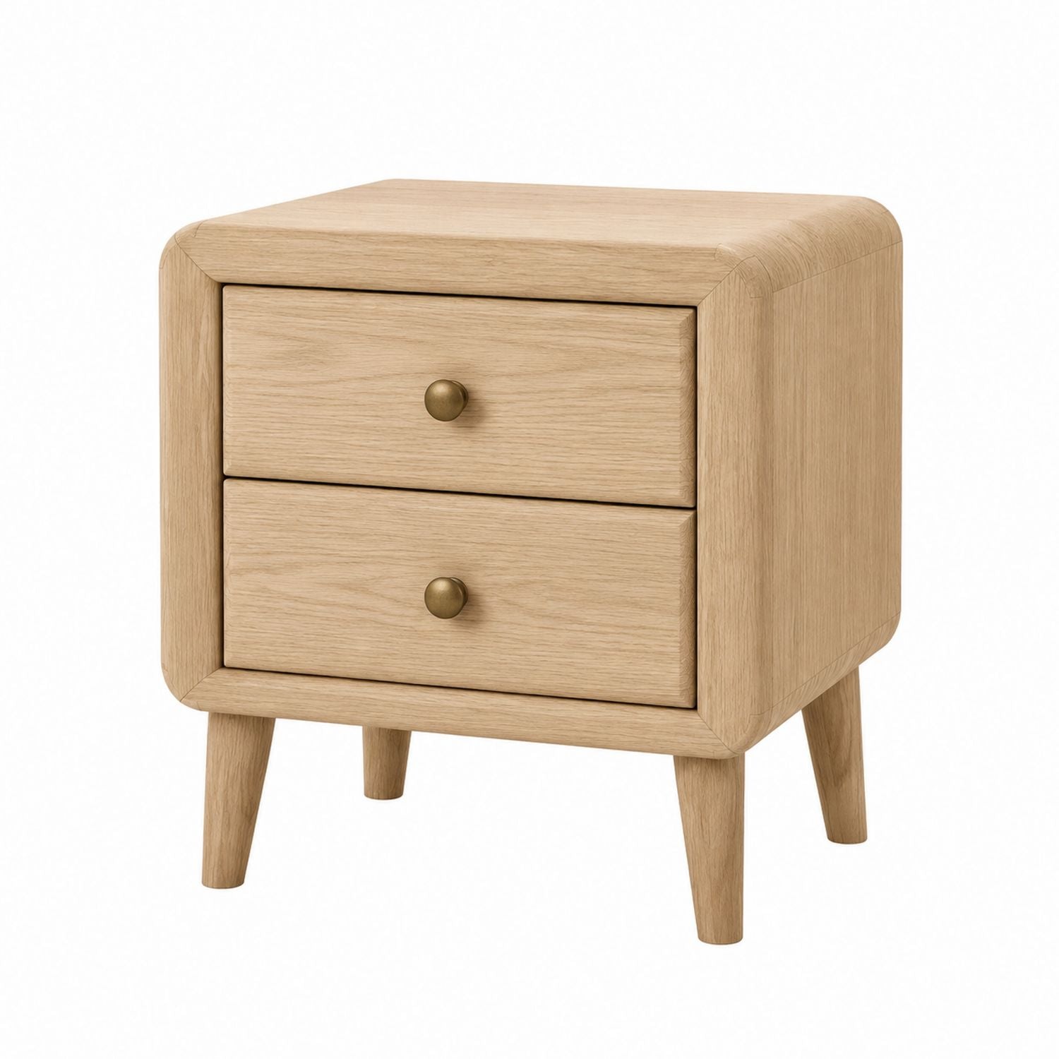 2-Drawer Solid Oak Nightstand Light Wood Finish
