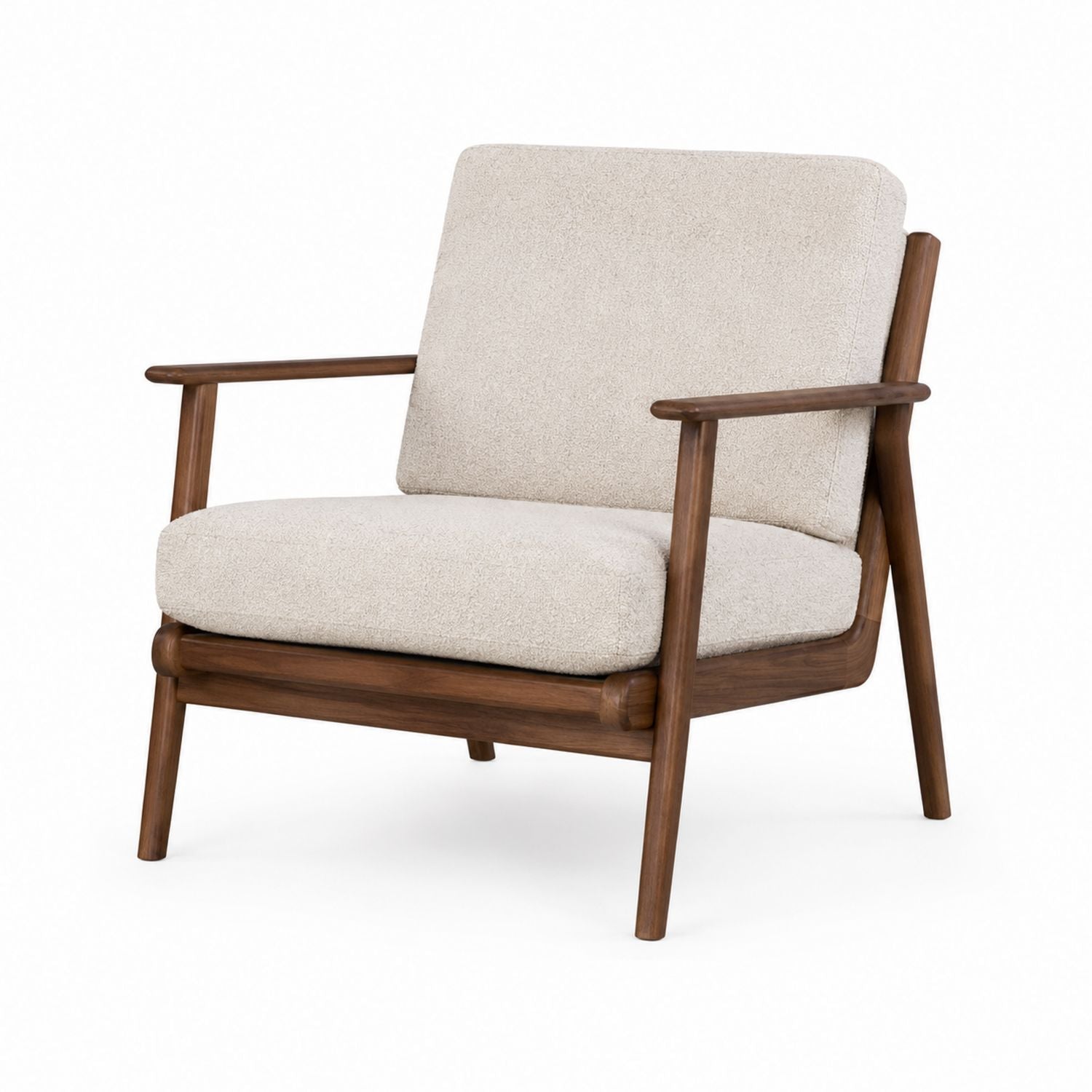 Wood Frame Polyester Upholstered Armchair Beige 80cm Height 75cm Width