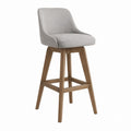 Grey Upholstered Bar Stool with Oak Frame, 105cm