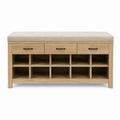 Oak Storage Bench with Cushioned Seat and Drawers 120cm