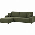 Green Fabric L-Shaped Sectional Sofa Polyester Upholstery