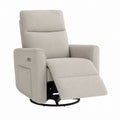 Fabric Recliner Chair Light Grey with Swivel and Adjustable Backrest
