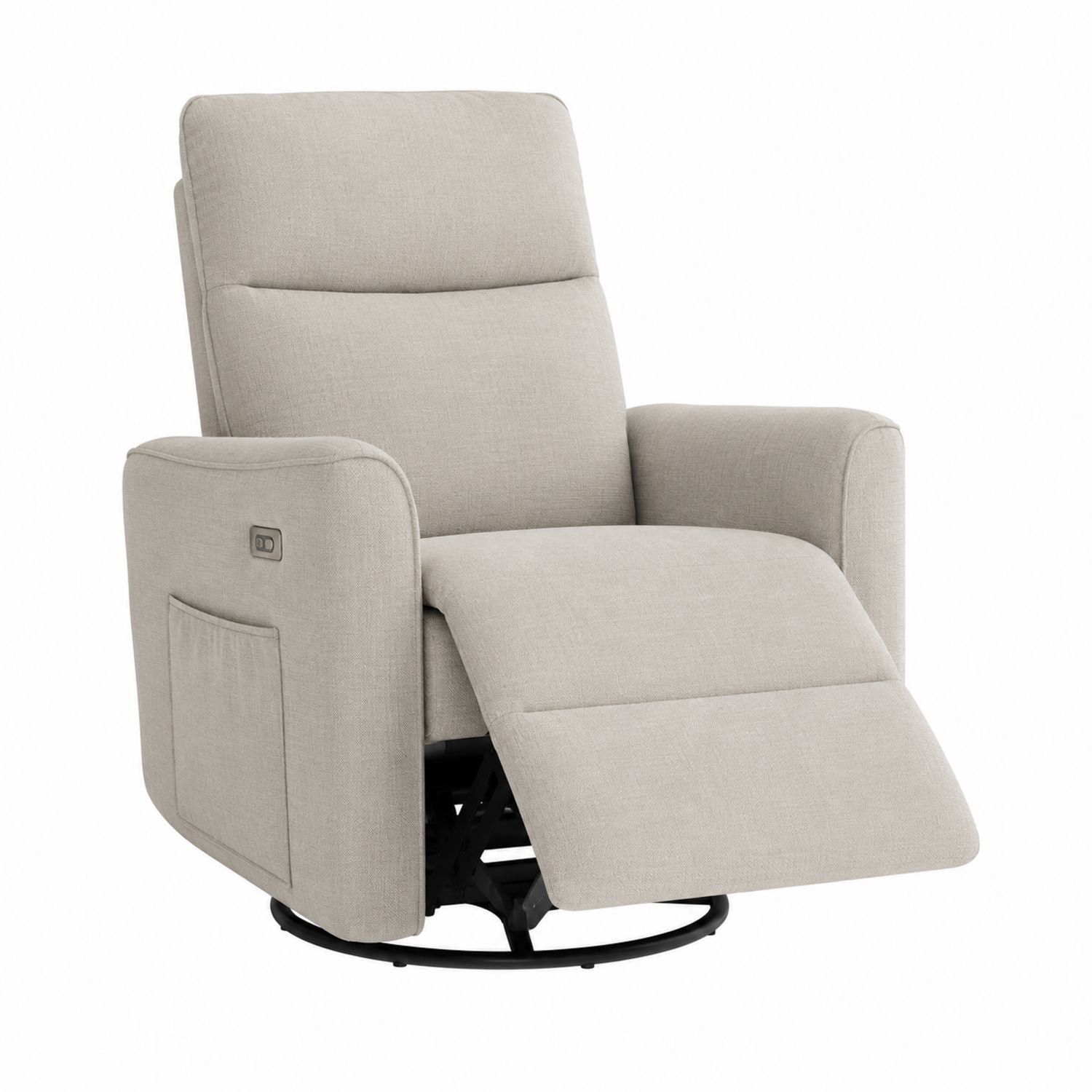 Fabric Recliner Chair Light Grey with Swivel and Adjustable Backrest