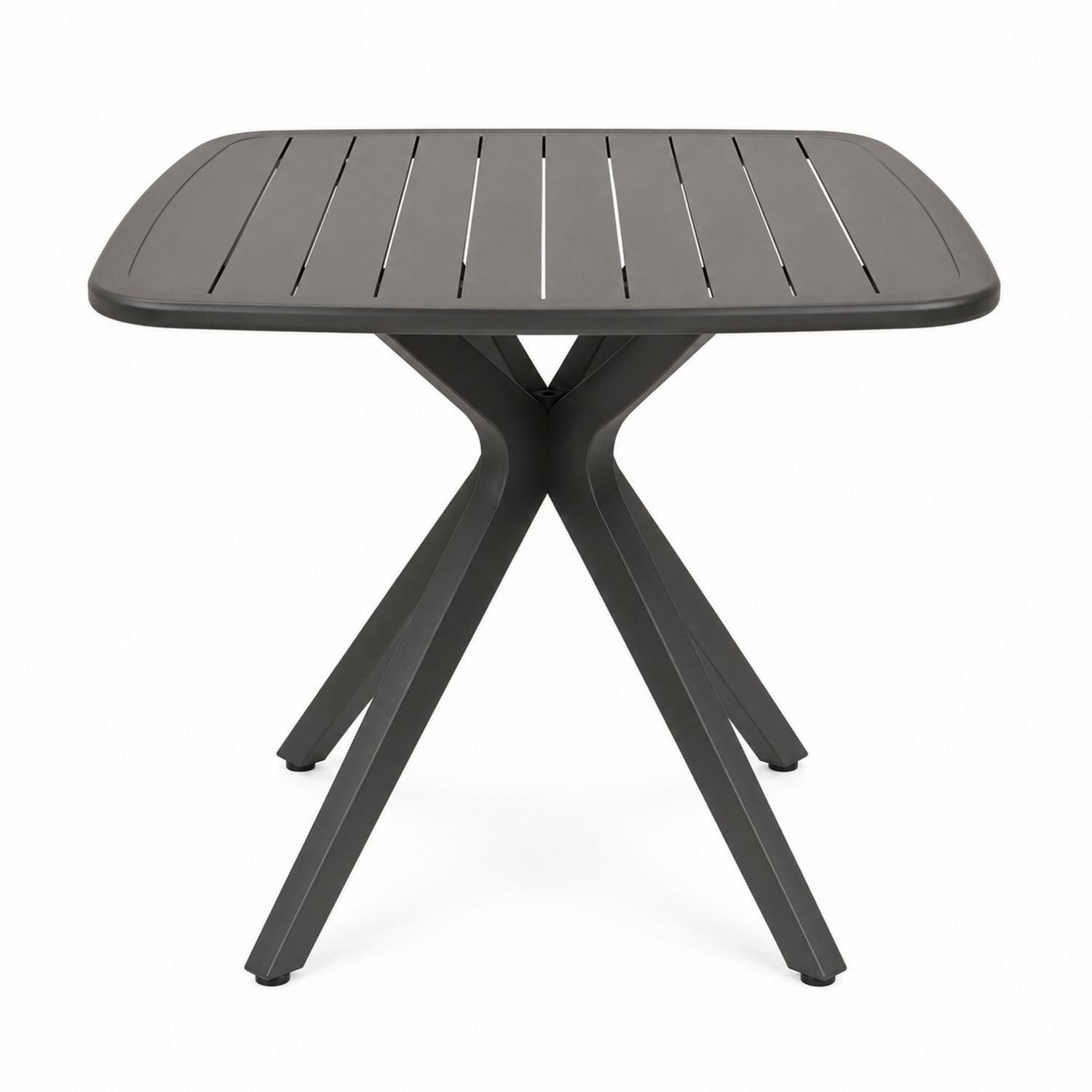 Outdoor Square Aluminum Dining Table Dark Grey 80cm