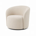 Beige Polyester Fabric Swivel Accent Chair with Curved Back 29.5in x 27.6in x 27.6in