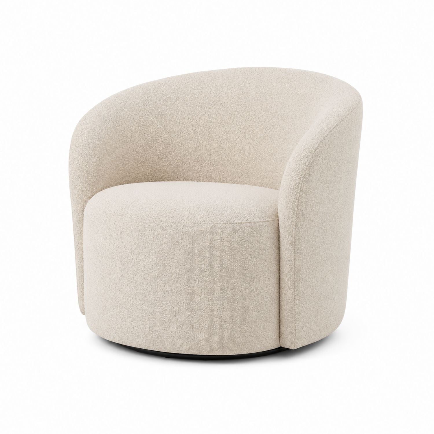 Beige Polyester Fabric Swivel Accent Chair with Curved Back 29.5in x 27.6in x 27.6in