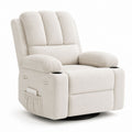Recliner Chair with Swivel Base Polyester Fabric Beige 85x90x105cm