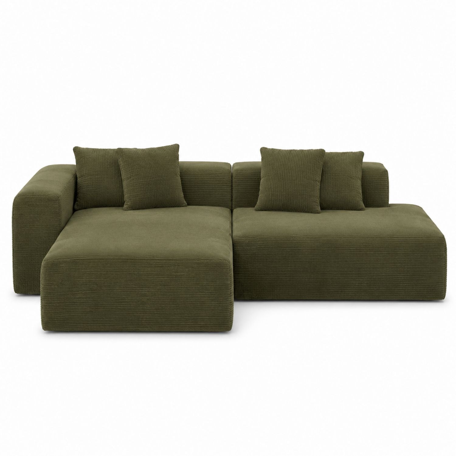 Olive Green Corduroy Modular Sectional Sofa