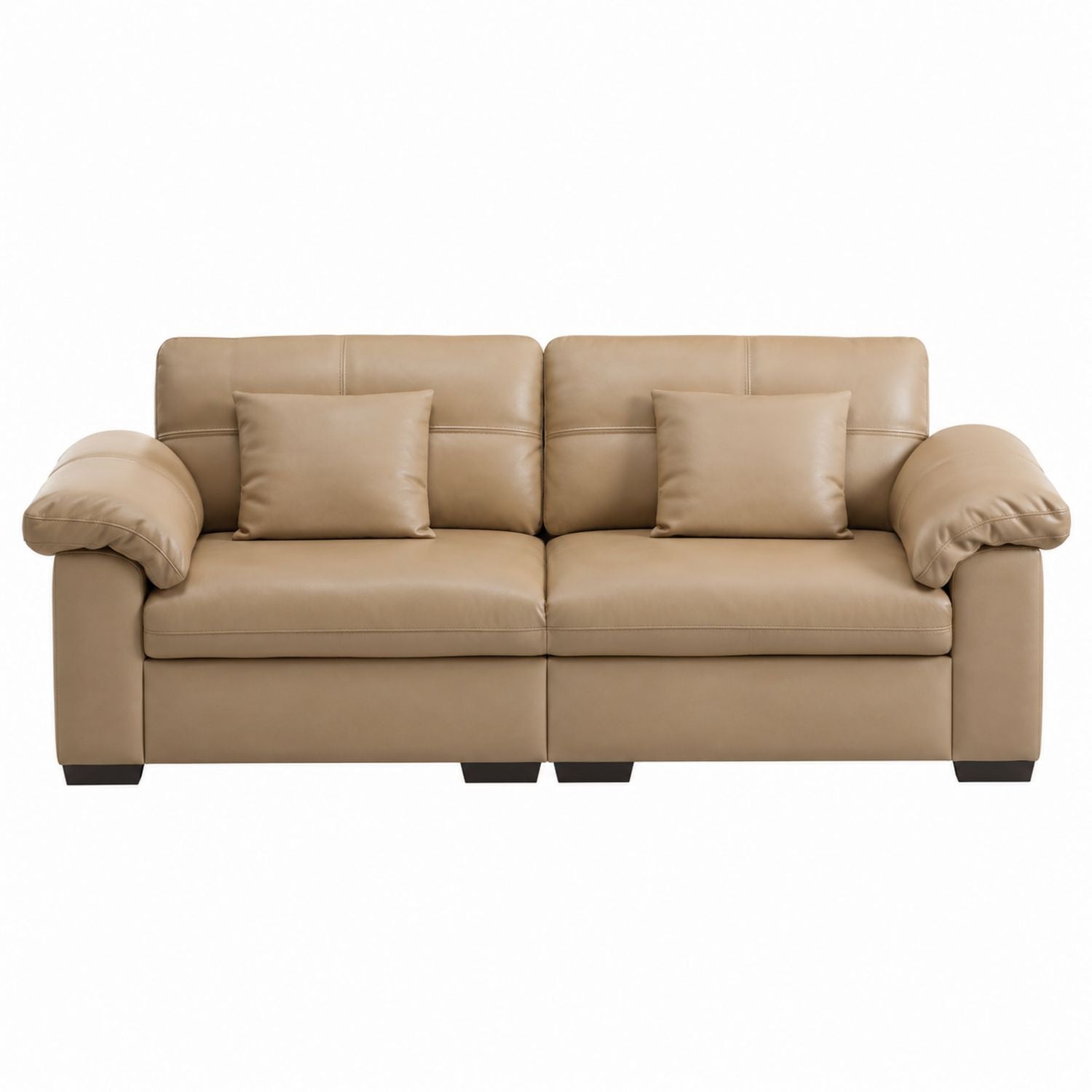 3-Seater Faux Leather Sofa Beige