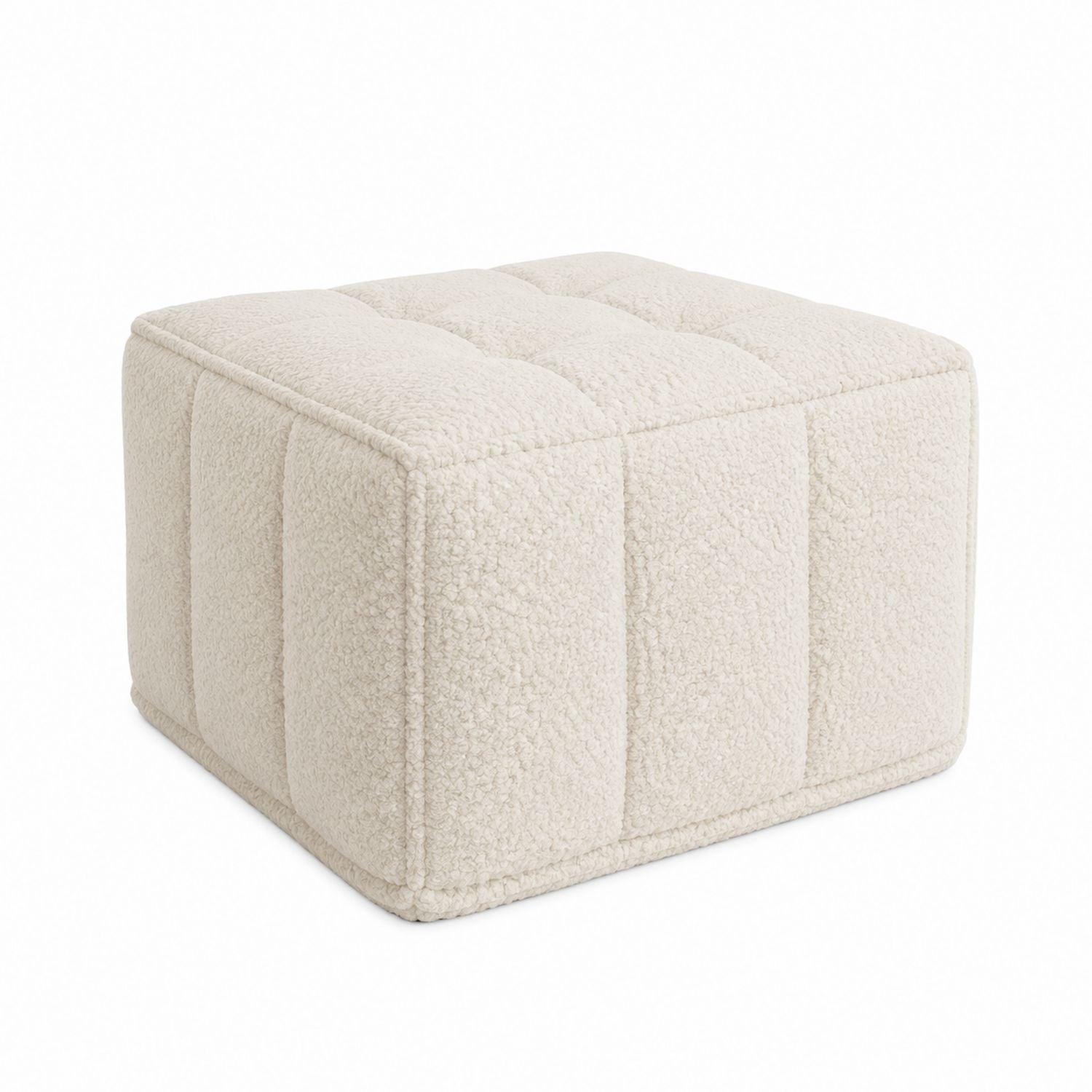Square Sherpa Ottoman Beige 45cm