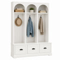 White MDF Wood Entryway Coat Rack with Storage Drawers