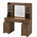 Wood Vanity Set with LED Mirror and Storage Cabinets