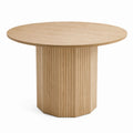 Round Wood Dining Table with Ribbed Base