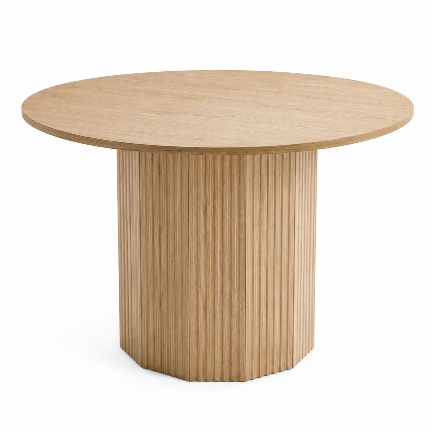Round Wood Dining Table with Ribbed Base