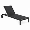 Outdoor Adjustable Aluminum Mesh Chaise Lounge Black 200cm