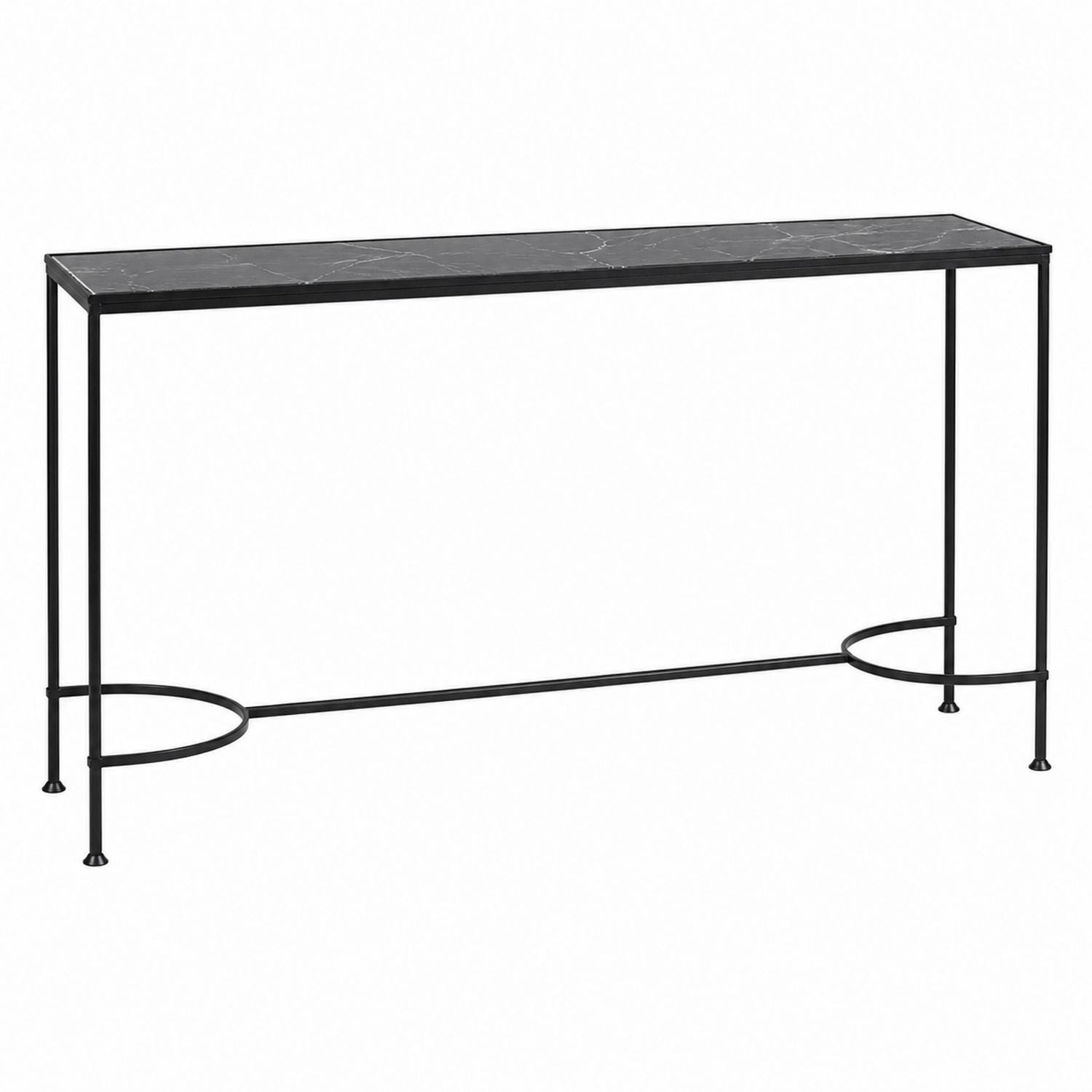 Black Marble Top Console Table with Metal Frame 120cm