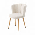 Fabric Shell Back Chair with Wood Legs Beige