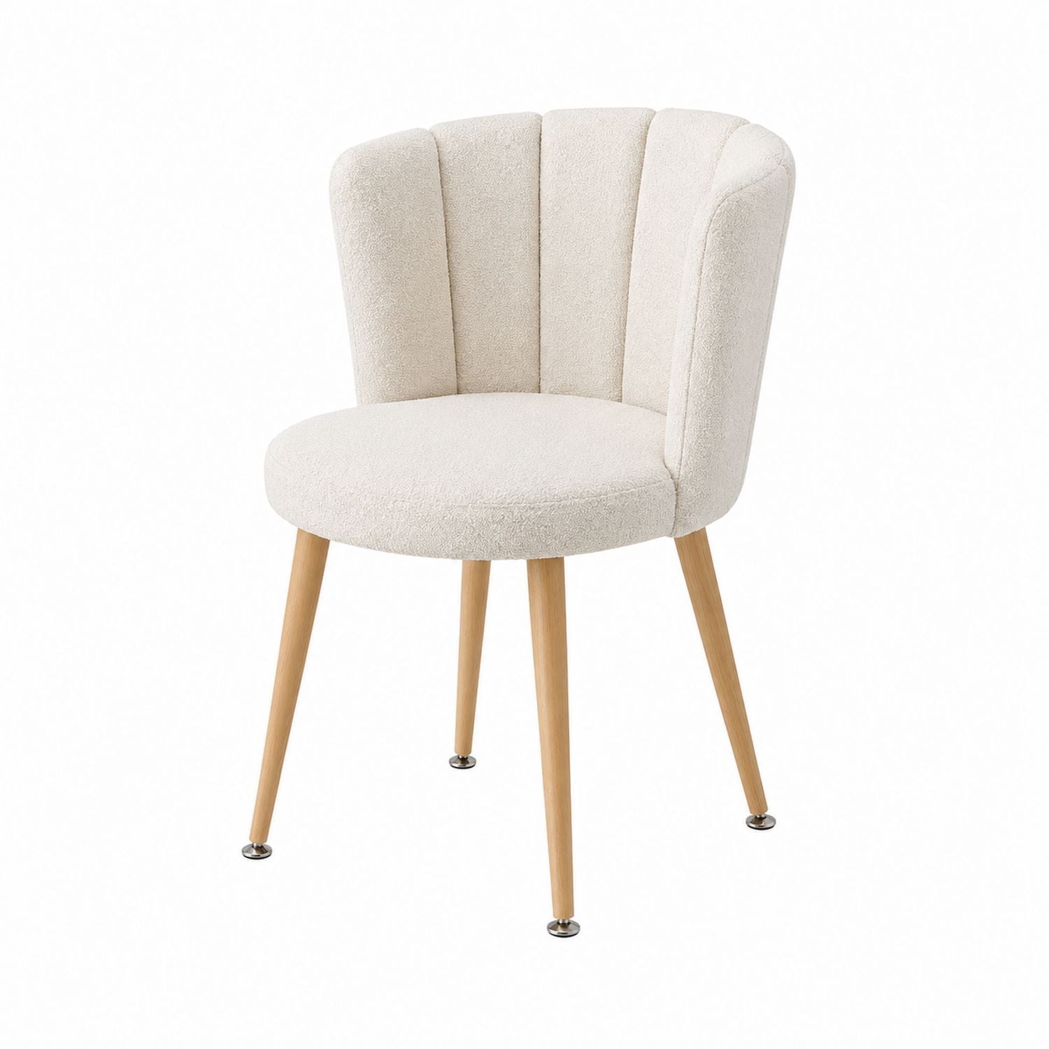 Fabric Shell Back Chair with Wood Legs Beige