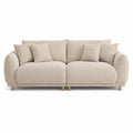 Beige Polyester Upholstery Sofa with Cushions, 210cm