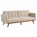 Beige Polyester Sofa with Wooden Frame
