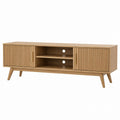 Wood TV Stand with Shelves and Cabinets 160cm Natural