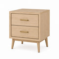 Oak Wood Nightstand with Two Drawers
