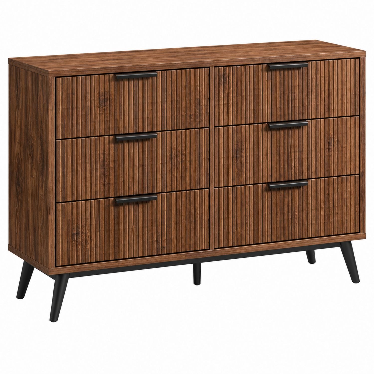 Wooden 6-Drawer Dresser with Metal Handles 120cm x 40cm x 80cm