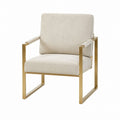 Linen Upholstered Chair with Metal Frame Beige