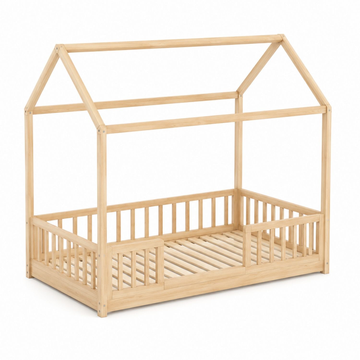 Children's Wooden House Bed Frame Natural Pine 200cm x 100cm