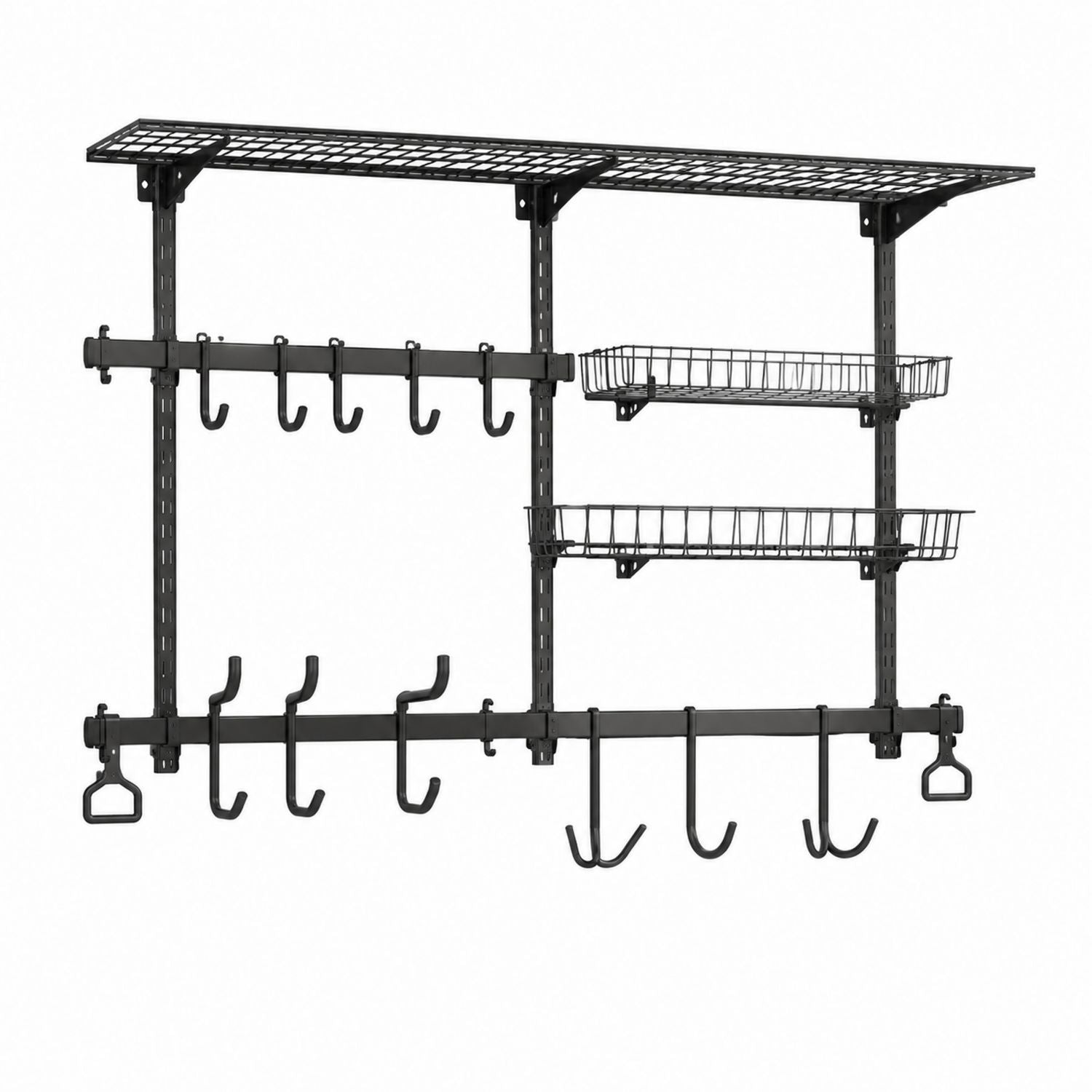 Metal Garage Wall Organizer with Hooks and Baskets - Black